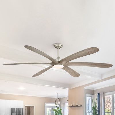 Grand ventilateur de plafond à courant continu à 6 pales en bois flotté de 72 pouces avec lumière et télécommande