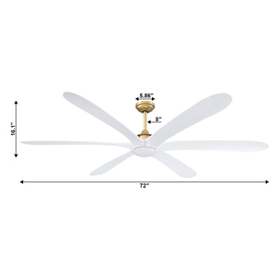 Grand ventilateur de plafond à courant continu à 6 pales en bois flotté de 72 pouces avec lumière et télécommande