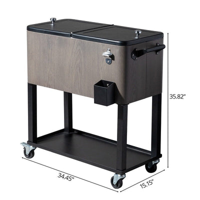 Glacière à boissons roulante pour patio 80 QT - 80 QT