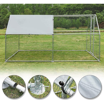 AECOJOY Grand poulailler en métal avec cage à poulets en métal