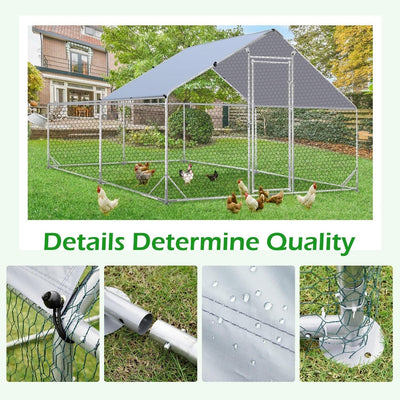 AECOJOY Grand poulailler en métal avec cage à poulets en métal
