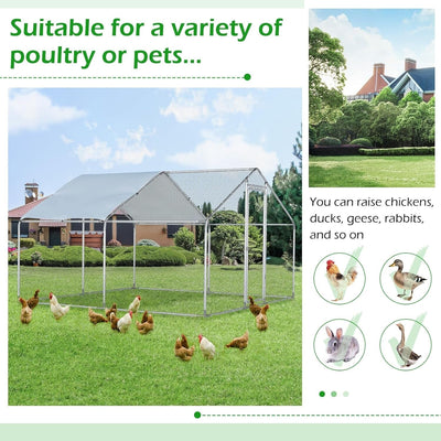 AECOJOY Grand poulailler en métal avec cage à poulets en métal