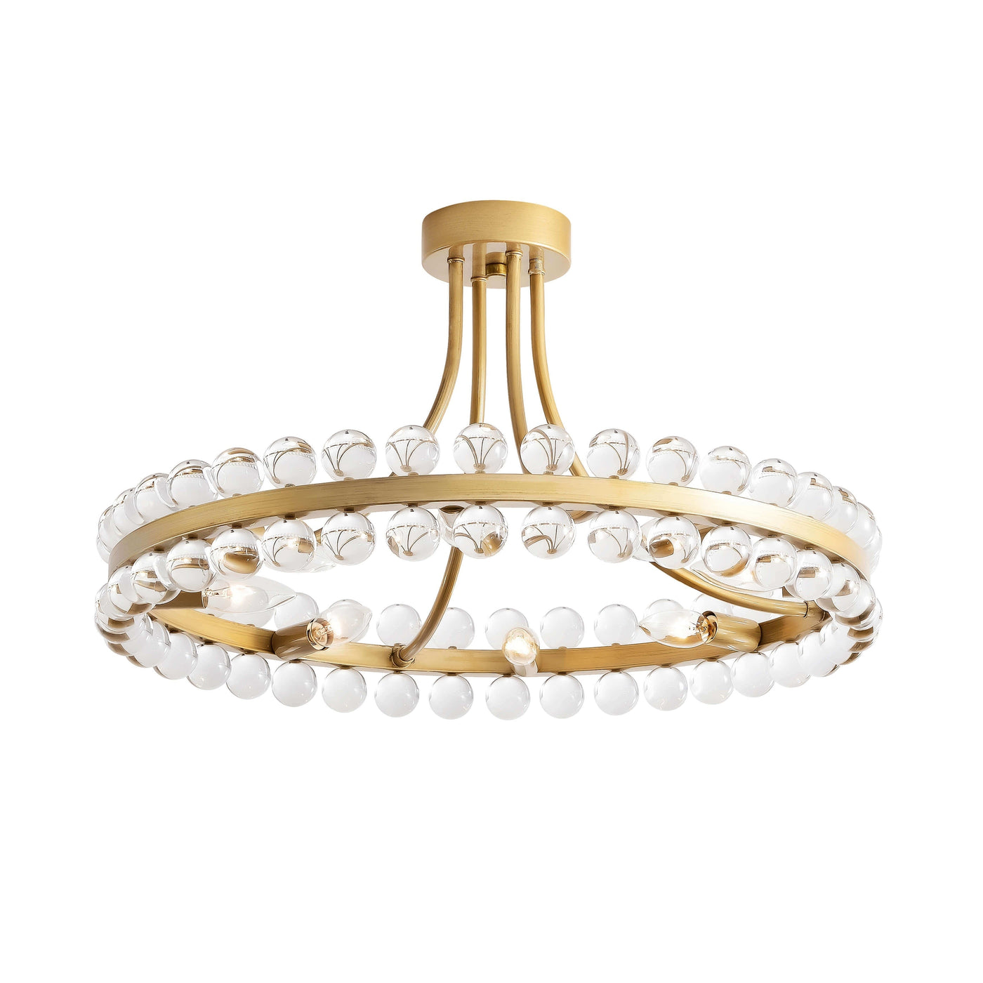 Plafonnier semi-encastré en cristal Elvira à 8 lumières, forme de roue de chariot