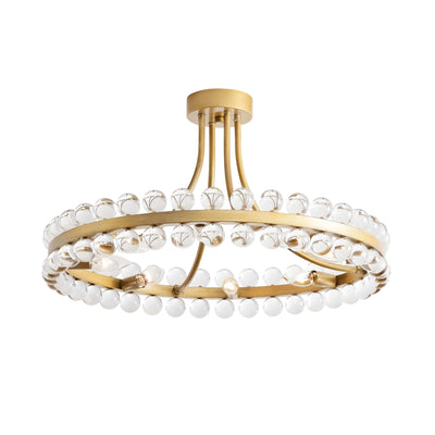 Plafonnier semi-encastré en cristal Elvira à 8 lumières, forme de roue de chariot