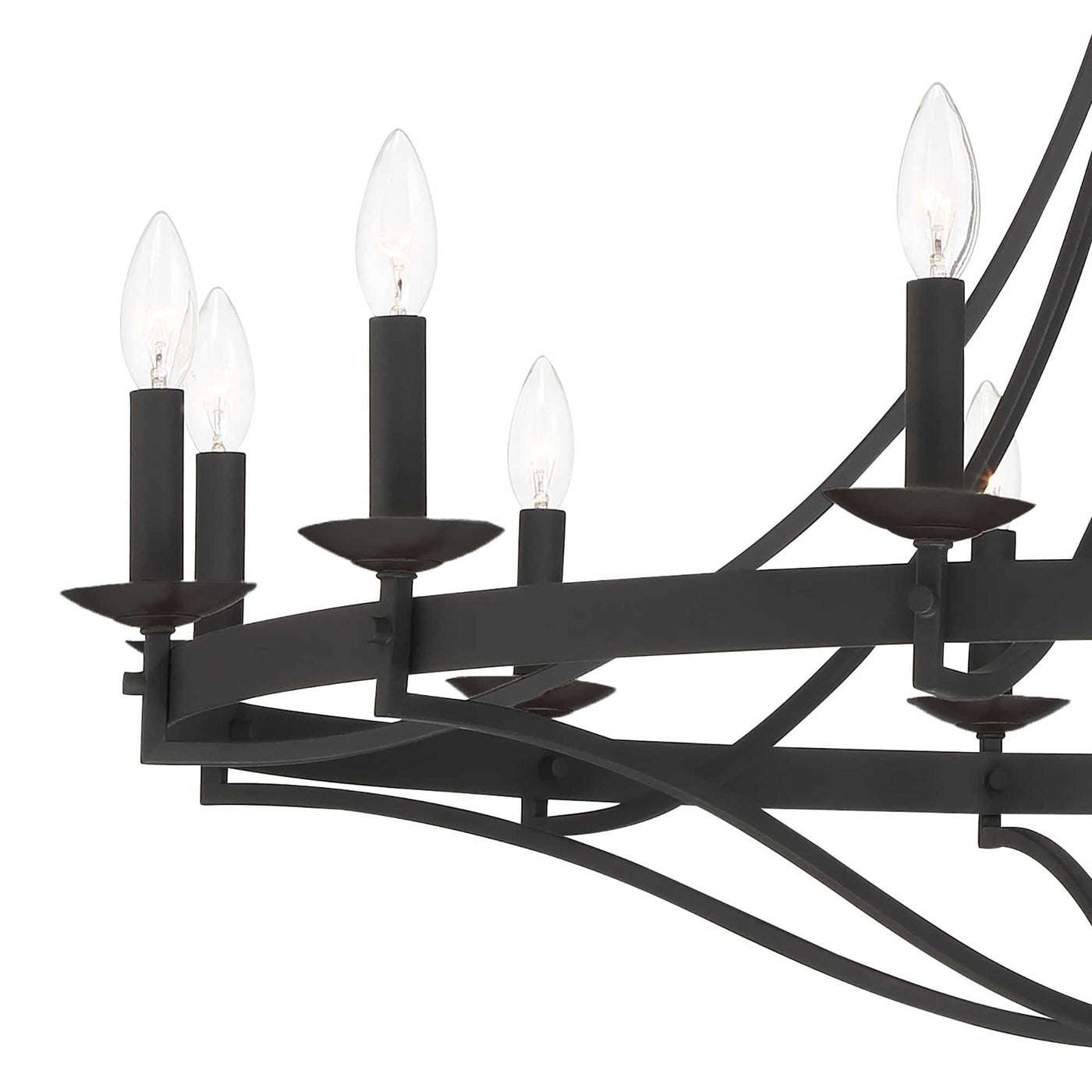 Lustre Empire à 12 lumières de style ferme moderne Fidenza avec roue de chariot et UL - D40'' * H135''