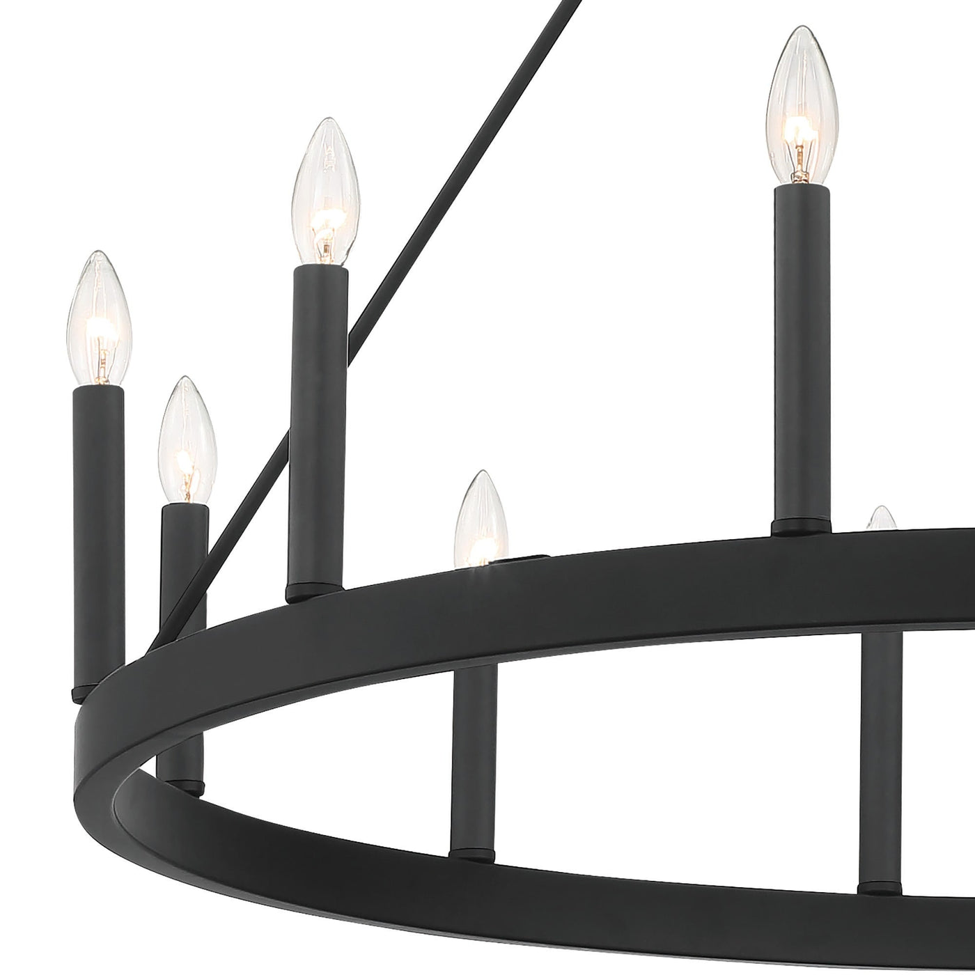 Lustre Acroma Farmhouse à 12 lumières, 40 po, en forme de roue de chariot, certifié UL - 40 po P x 138 po H