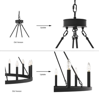 Lustre Acroma Farmhouse à 12 lumières, 40 po, en forme de roue de chariot, certifié UL - 40 po P x 138 po H