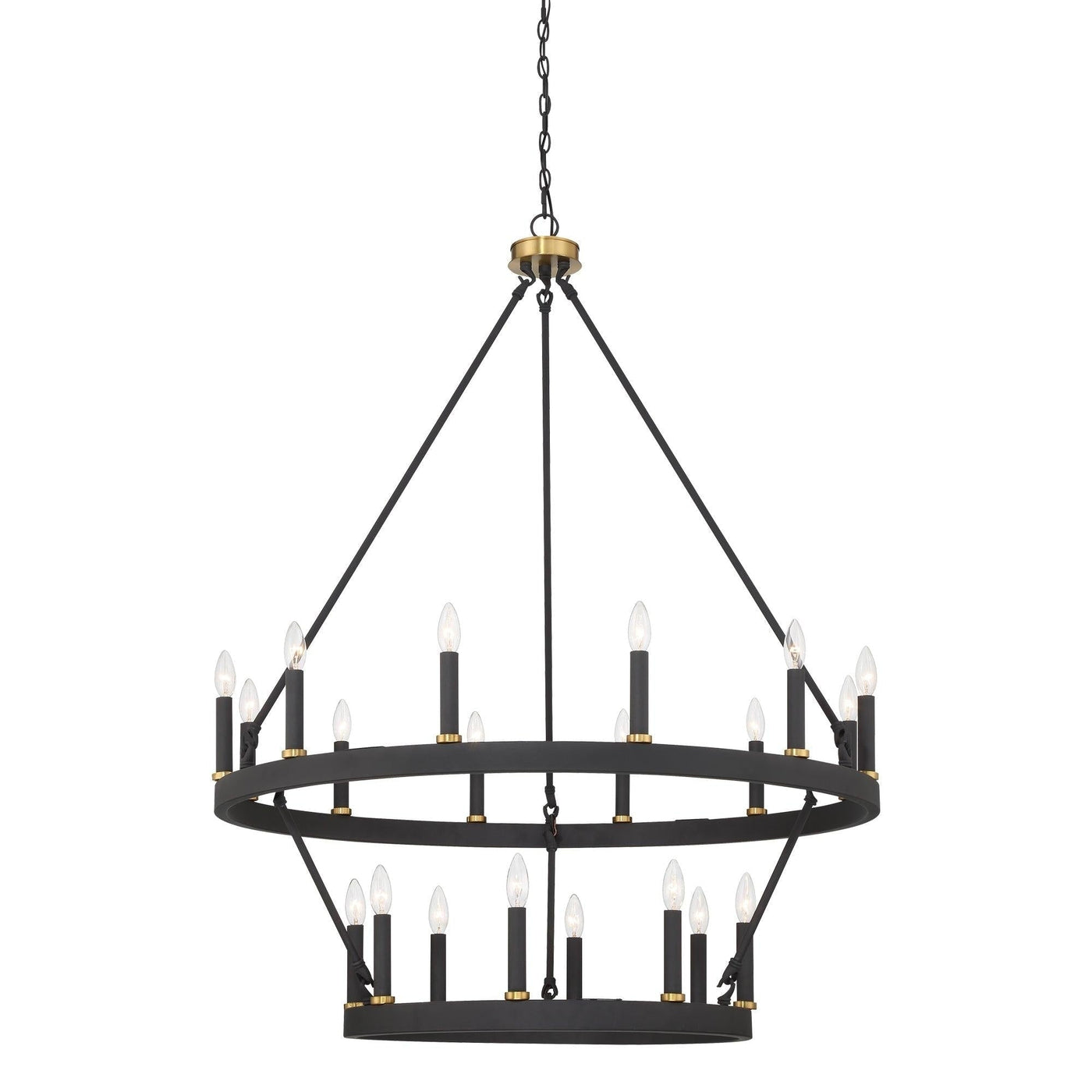 Lustre rond en forme de roue de chariot de style ferme moderne Acroma à 20 lumières de 40 po avec UL