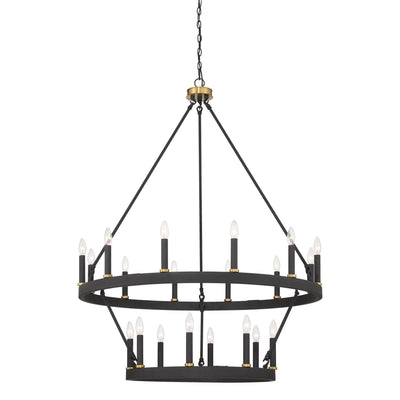 Lustre rond en forme de roue de chariot de style ferme moderne Acroma à 20 lumières de 40 po avec UL