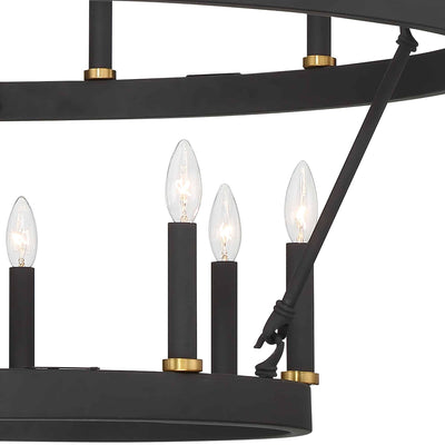 Lustre rond en forme de roue de chariot de style ferme moderne Acroma à 20 lumières de 40 po avec UL
