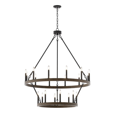 Lustre rond en forme de roue de chariot de style ferme moderne Acroma à 20 lumières de 40 po avec UL