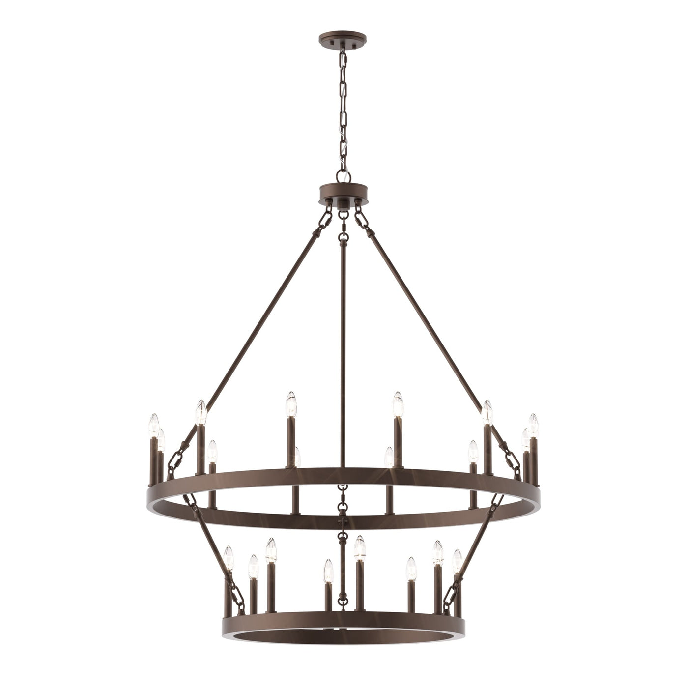 Lustre rond en forme de roue de chariot de style ferme moderne Acroma à 20 lumières de 40 po avec UL