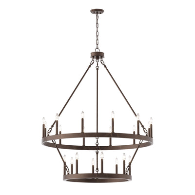 Lustre rond en forme de roue de chariot de style ferme moderne Acroma à 20 lumières de 40 po avec UL
