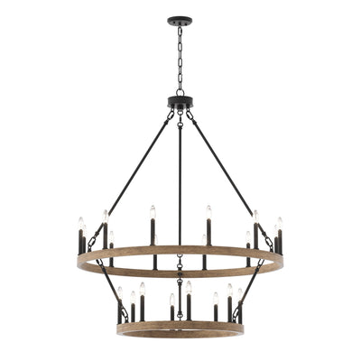 Lustre rond en forme de roue de chariot de style ferme moderne Acroma à 20 lumières de 40 po avec UL