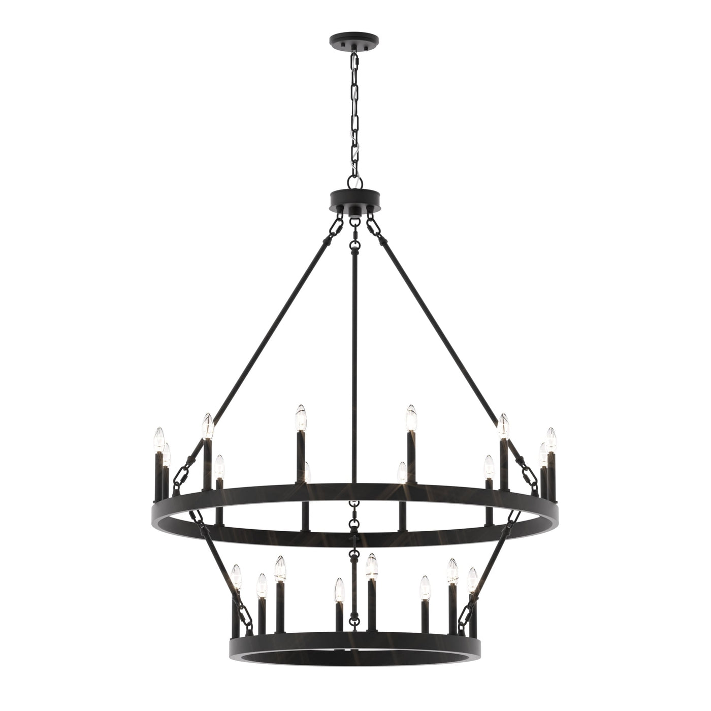 Lustre rond en forme de roue de chariot de style ferme moderne Acroma à 20 lumières de 40 po avec UL
