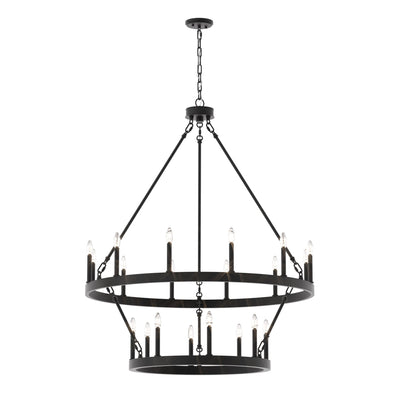 Lustre rond en forme de roue de chariot de style ferme moderne Acroma à 20 lumières de 40 po avec UL