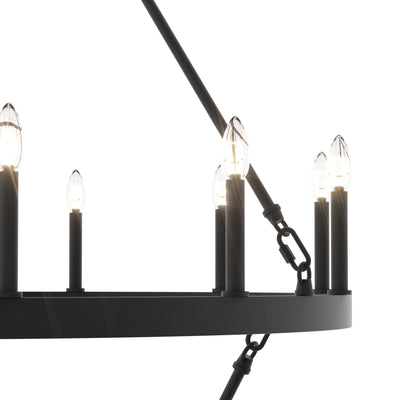 Lustre rond en forme de roue de chariot de style ferme moderne Acroma à 20 lumières de 40 po avec UL