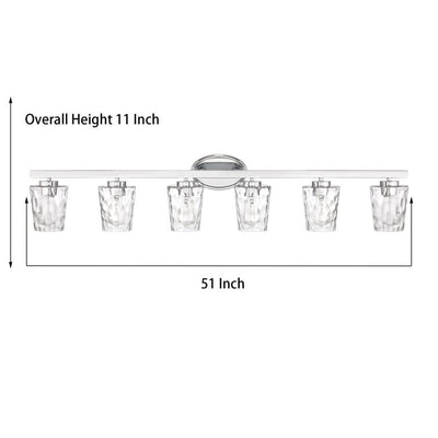 Applique de salle de bain moderne à 6 LED à intensité variable de style milieu du siècle avec verre artistique - 51 pouces