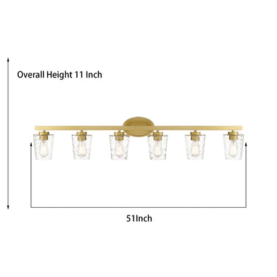 Applique de salle de bain moderne à 6 LED à intensité variable de style milieu du siècle avec verre artistique - 51 pouces