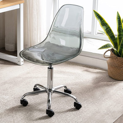 Chaise de bureau pivotante en acrylique à hauteur réglable sans accoudoirs