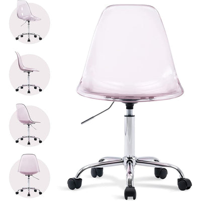 Chaise de bureau pivotante en acrylique à hauteur réglable sans accoudoirs