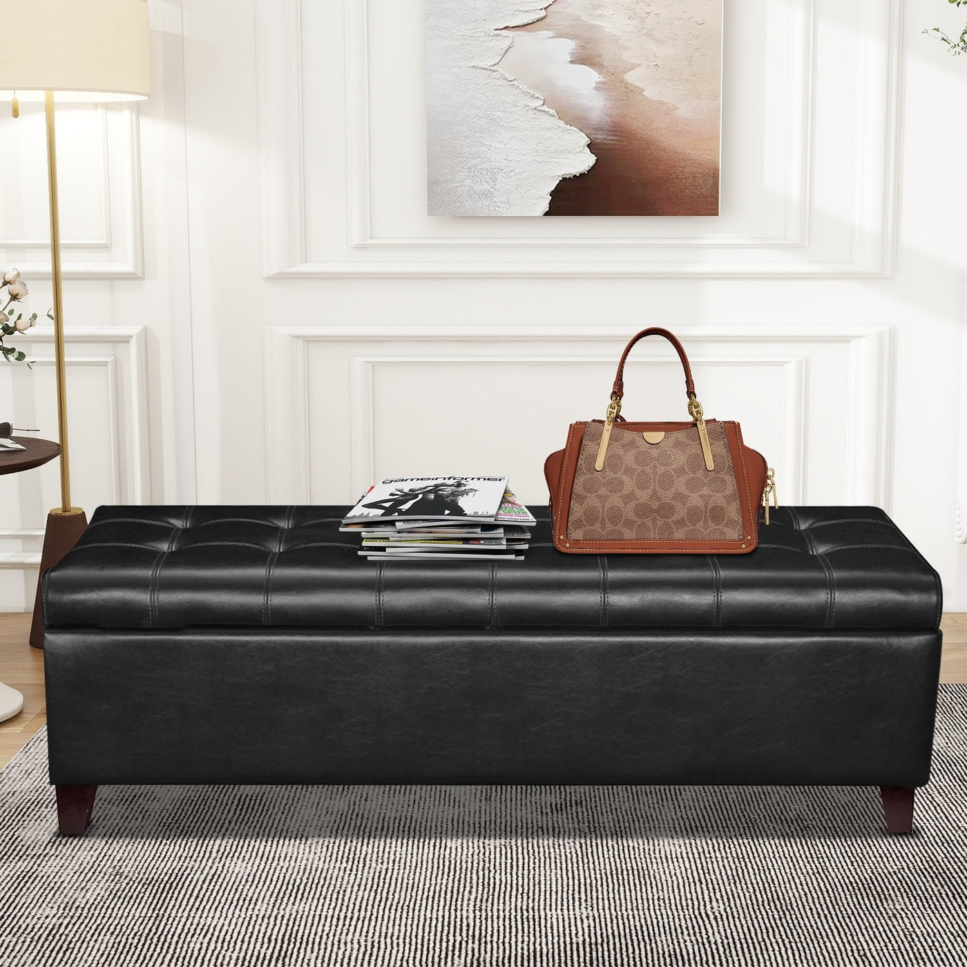 Banc ottoman de rangement en cuir reconstitué Adeco 50