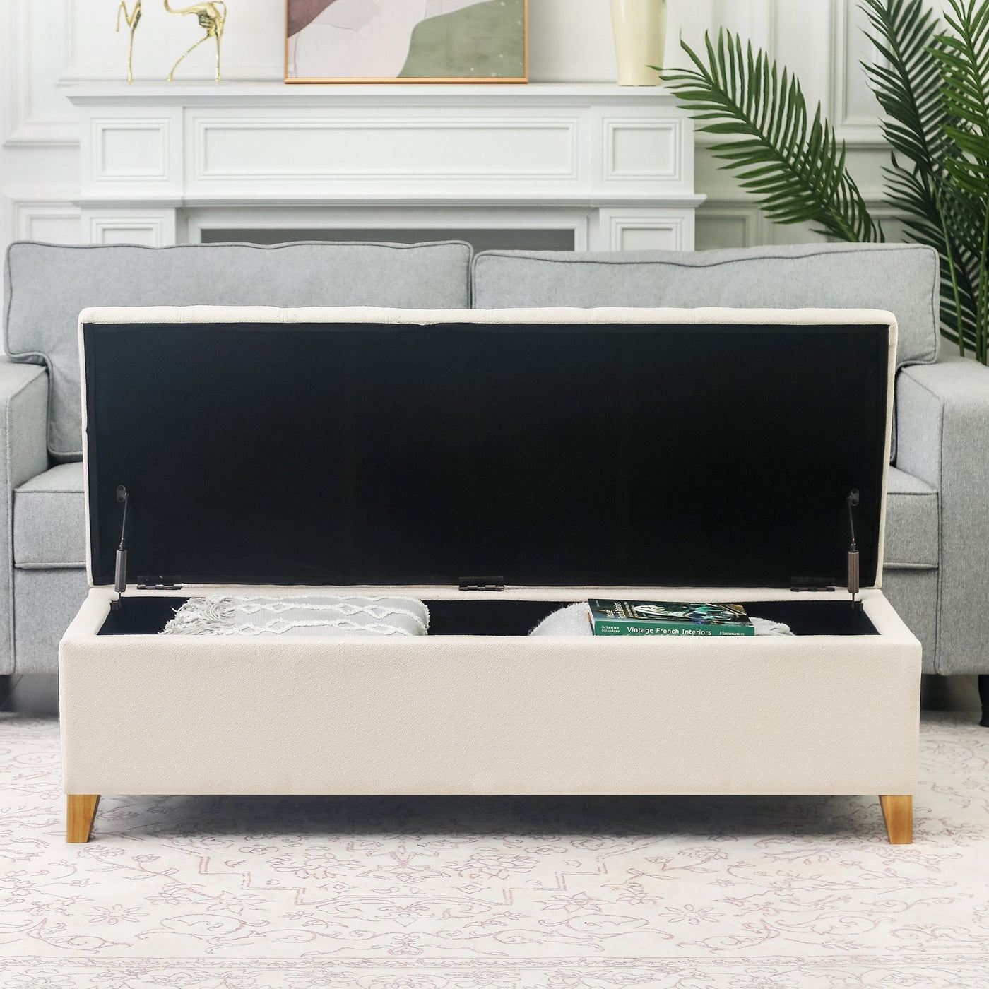 Banc ottoman de rangement en cuir reconstitué Adeco 50