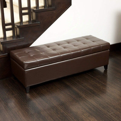 Banc ottoman de rangement en cuir reconstitué Adeco 50