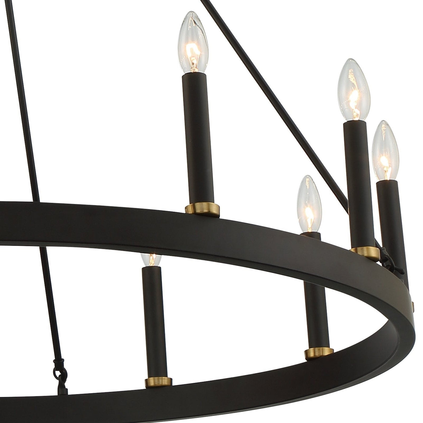 Lustre Acroma Farmhouse à 12 lumières, 40 po, en forme de roue de chariot, certifié UL - 40 po P x 138 po H