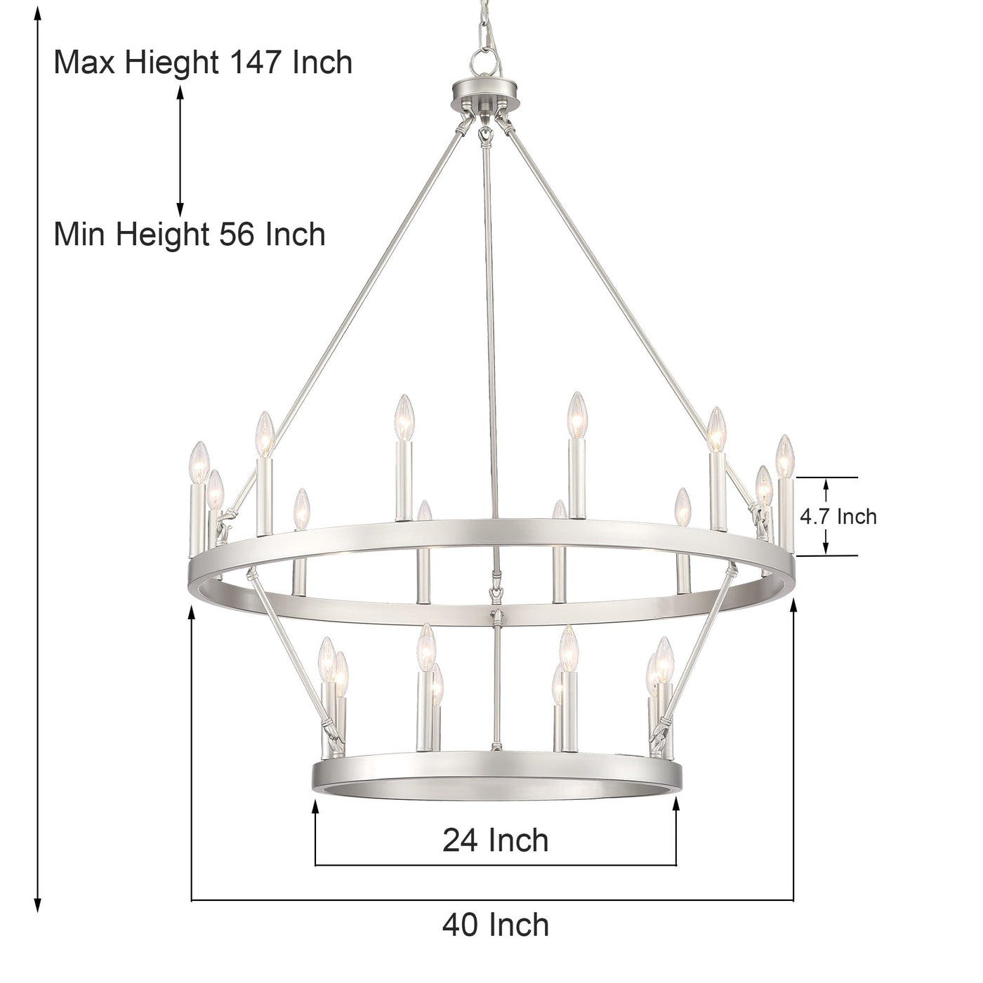 Lustre rond en forme de roue de chariot de style ferme moderne Acroma à 20 lumières de 40 po avec UL