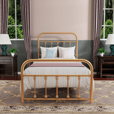 Cadre de lit plateforme en métal vintage simple Alazyhome, montage facile