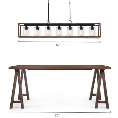 Lustre linéaire rectangulaire Allegray Farmhouse de 52 po à 7 lumières pour îlot de cuisine