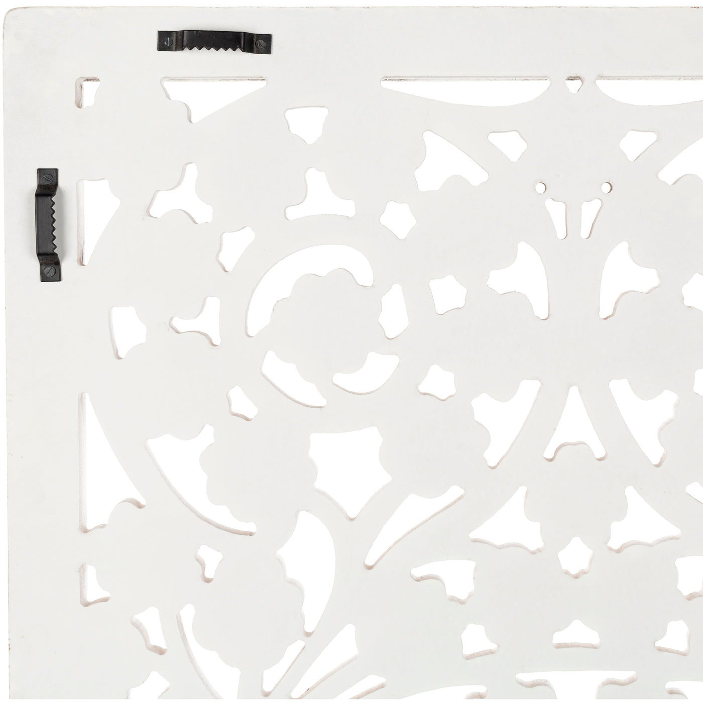 Panneau mural Allen blanc lavé sculpté à la main 48 x 28 pouces avec incrustation de miroir