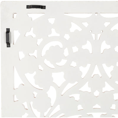 Panneau mural Allen blanc lavé sculpté à la main 48 x 28 pouces avec incrustation de miroir