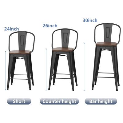 Tabourets de bar de ferme Andeworld, ensemble de 4 tabourets de bar à hauteur de comptoir - Ensemble de 4