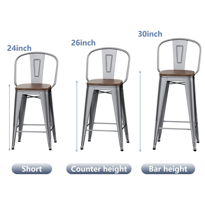 Tabourets de bar de ferme Andeworld, ensemble de 4 tabourets de bar à hauteur de comptoir - Ensemble de 4