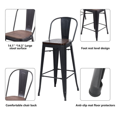Tabourets de bar de ferme Andeworld, ensemble de 4 tabourets de bar à hauteur de comptoir - Ensemble de 4