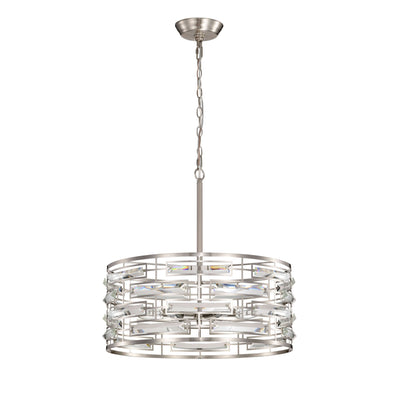 Lustre à abat-jour tambour Anita avec prisme en verre transparent