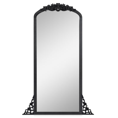 Miroir de sol sculpté en bois massif de forme arquée sur toute la longueur