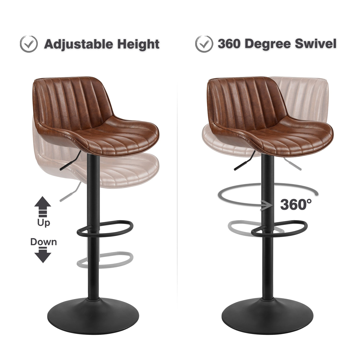 Tabouret de bar pivotant à hauteur réglable Art Leon, lot de 2