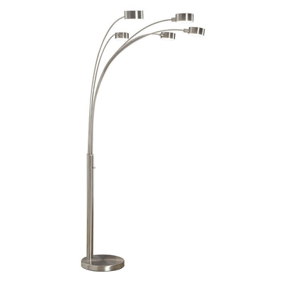 Lampadaire arqué en acier brossé Charlie de Strick &amp; Bolton à 5 lumières