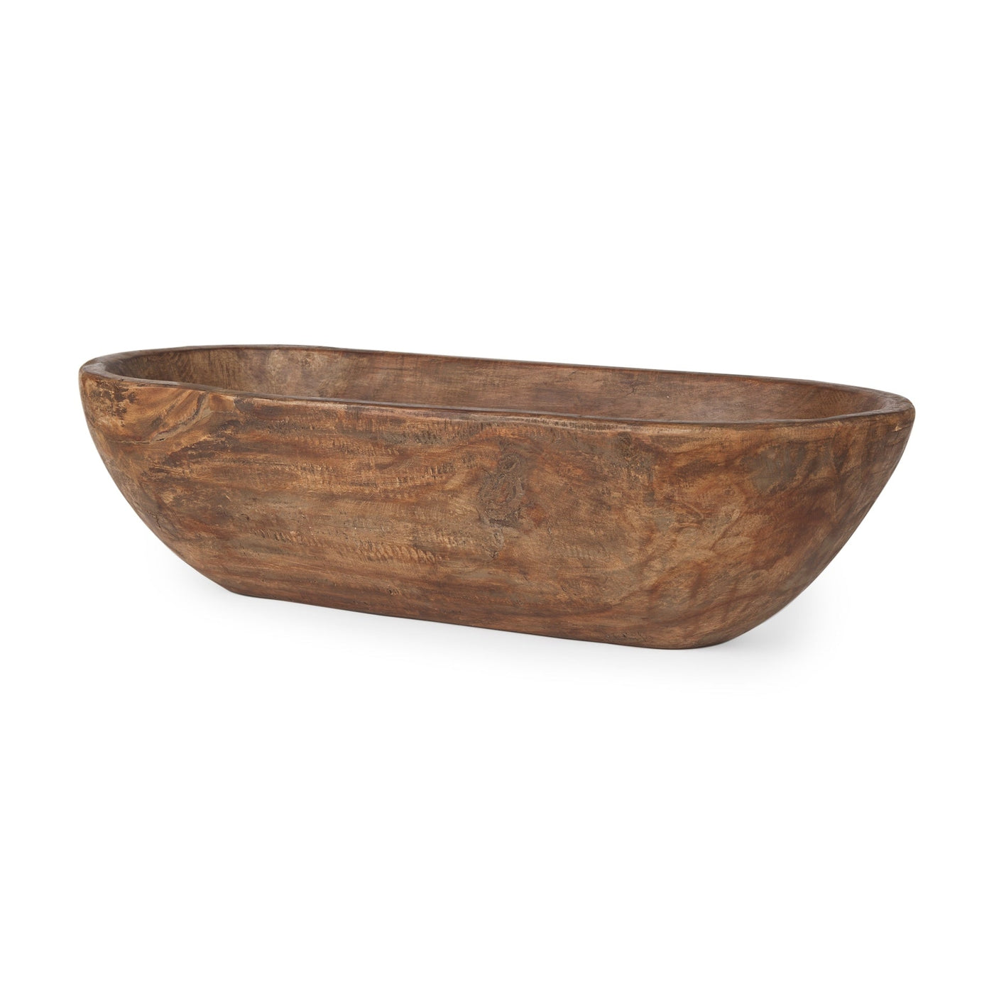 Bol oblong extra large Athena en bois récupéré noir-brun - 26,0 L x 10,0 l x 7,0 H