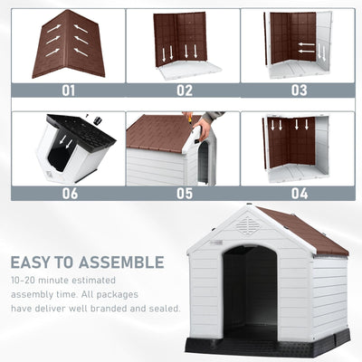 Niche en plastique Bossin pour chiens de petite et grande taille, niche isolée pour l'intérieur et l'extérieur, abri pour chiots avec plancher surélevé