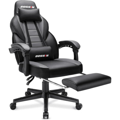 Chaise de jeu de style course BOSSIN, chaise de jeu grande et grande de 300 lb, chaise d'ordinateur à dossier haut