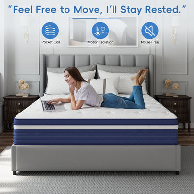 Matelas hybride à ressorts SweDrea 10 po, ferme et rafraîchissant, certifié CertiPUR-US, SGS et OEKO-TEX.