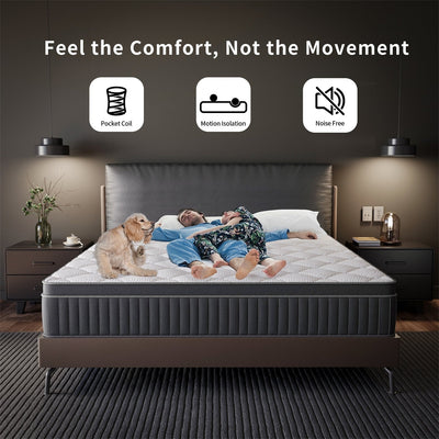Matelas hybride à ressorts refroidissants SweDrea 12 po, fermeté moyenne, isolation des mouvements, certifié CertiPUR-US, SGS et OEKO-TEX