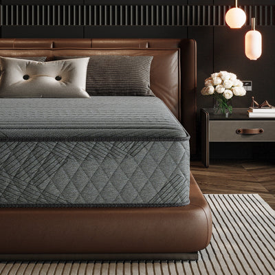 Matelas hybride SweDrea 8/12 po en mousse à mémoire de forme infusée de gel, ferme et respirant, certifié CertiPUR-US, SGS et OEKO-TEX.