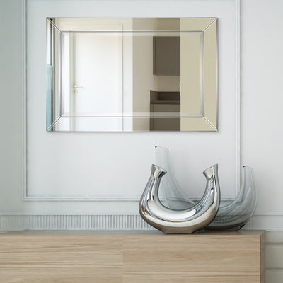 Miroir mural rectangulaire biseauté transparent HD pour salle de bain, coiffeuse et chambre à coucher, 3 tailles