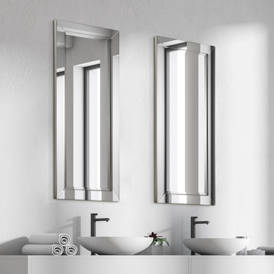 Miroir mural rectangulaire biseauté transparent HD pour salle de bain, coiffeuse et chambre à coucher, 3 tailles