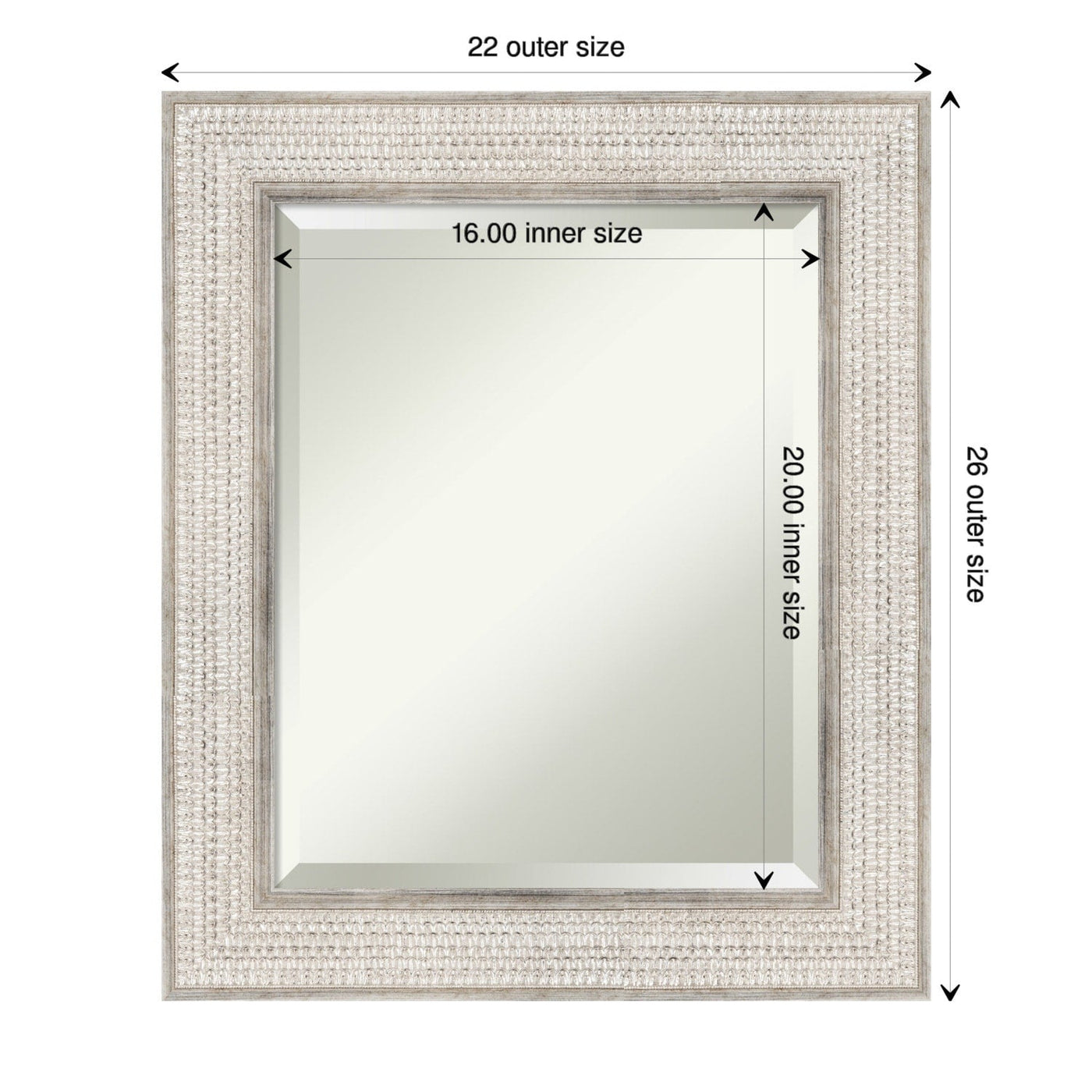 Miroir mural de salle de bain en bois biseauté - Cadre argenté Treillis - Argent Treillis